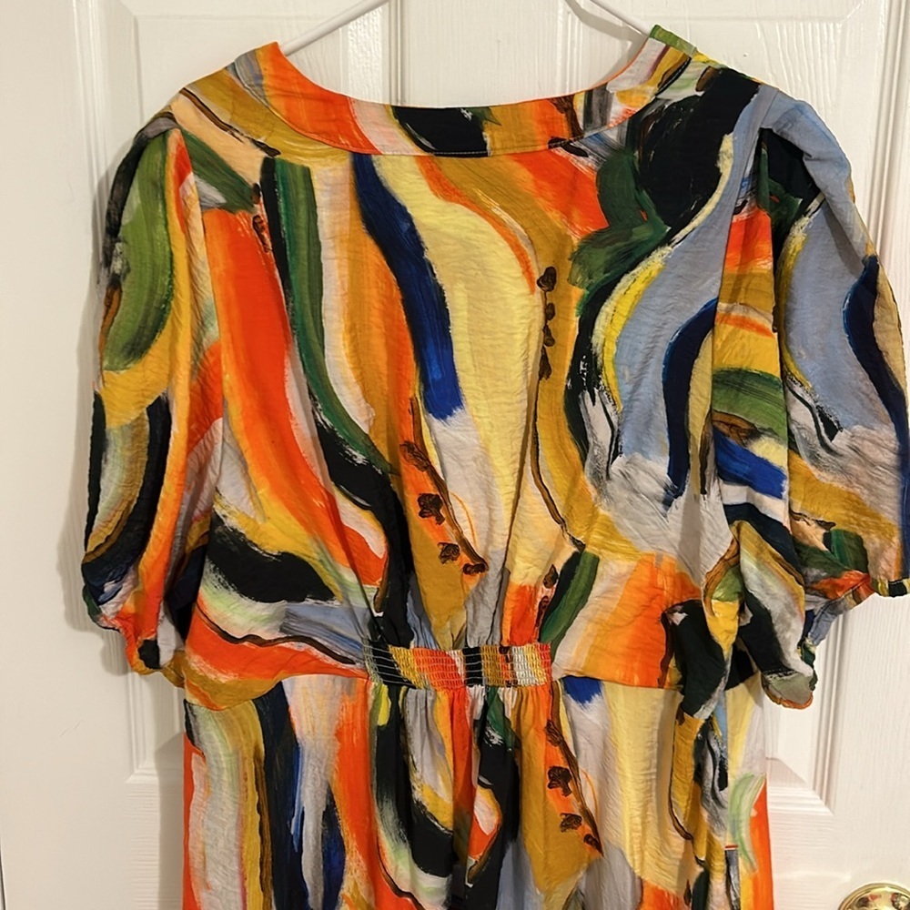 Anthropologie Maeve Suzannah Colorful Rainbow Abstract Print Maxi Dress Size 2X - Picture 14 of 16